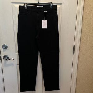 Carly Jean Los Angeles Classic Black Denim High Rise Straight Leg Size 13